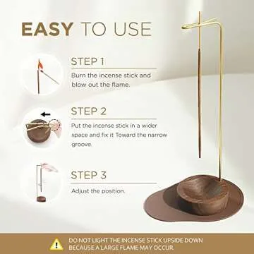 Dostende Incense Holder, Multi-Purpose Design Wooden Incense Burner ash Catcher with Brass Incense Stick Holder for Home Decor Yoga Spa Madiation (Walnut Wood)