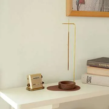 Dostende Incense Holder, Multi-Purpose Design Wooden Incense Burner ash Catcher with Brass Incense Stick Holder for Home Decor Yoga Spa Madiation (Walnut Wood)