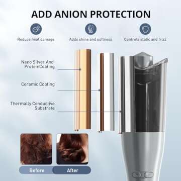 Automatic Hair Curler, 2024 Upgraded Automatic Curling Iron with Anion to Protect Hair, Double Layer Heat Shield, Smart Anti-Stuck, 3 Temperatures & 3 Timer, 1 Inch Curling Iron with Dual Voltage