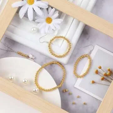1200 Pcs 4mm Gold Round Spacer Beads for Jewelry Making