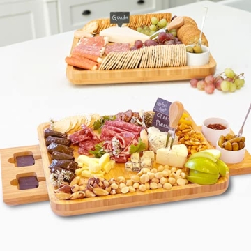 ROOTS TO TABLE Bamboo Cheese Board Set for Entertaining