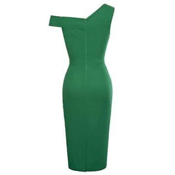 Women Slim Fitted Midi Dress Well Elastic Dress Dark Green Size S BP424-2