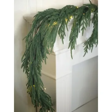 EnnbeRuu 9FT Real Touch Norfolk Pine Christmas Garland for Festive Decor