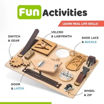 deMoca Montessori Busy Board for Toddler Learning Fun