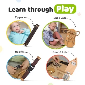 deMoca Montessori Busy Board for Toddler Learning Fun