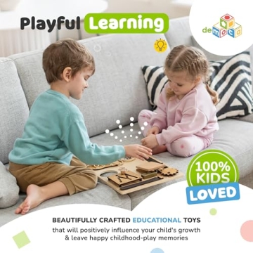 deMoca Montessori Busy Board for Toddler Learning Fun