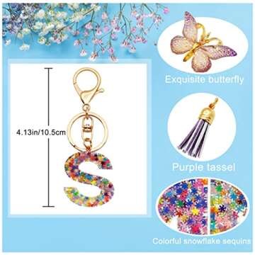 TTYY Initial Letter Keychain - Personalized Gift for Women with Butterfly Charm