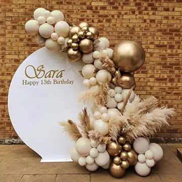 RUBFAC 129pcs Sand White Balloons Different Sizes 18 12 10 5 Inches, Cream Beige Latex Balloon Garland Arch for Birthday Party Graduation Wedding Anniversary Baby Shower Decoration