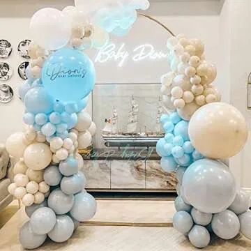 RUBFAC 129pcs Sand White Balloons Different Sizes 18 12 10 5 Inches, Cream Beige Latex Balloon Garland Arch for Birthday Party Graduation Wedding Anniversary Baby Shower Decoration