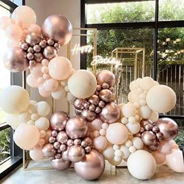 RUBFAC 129pcs Sand White Balloons Different Sizes 18 12 10 5 Inches, Cream Beige Latex Balloon Garland Arch for Birthday Party Graduation Wedding Anniversary Baby Shower Decoration
