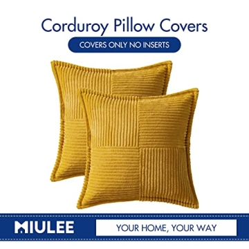 Mustard Yellow Corduroy Pillow Covers - Set of 2