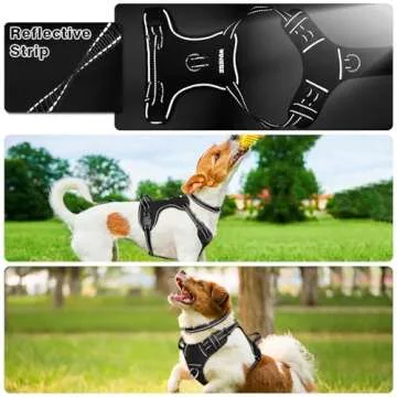 WINSEE Dog Harness No Pull, Pet Harnesses with Dog Collar, Adjustable Reflective Oxford Outdoor Vest, Front/Back Leash Clips for Small, Medium, Large, Extra Large Dogs, Easy Control Handle for Walking