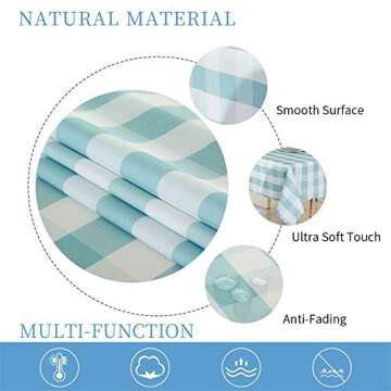 Xiongfeng Checkered Rectangle Tablecloth 59 x 78 Inch Light Blue and White Check Gingham Buffalo Plaid Pattern Home Dining Table Cloth Decoration (04#,59x78)