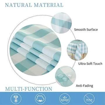 Shop Xiongfeng Light Blue Checkered Tablecloth 59x78