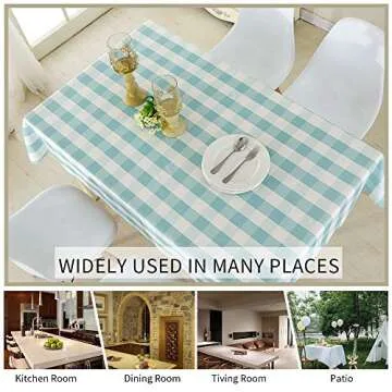 Shop Xiongfeng Light Blue Checkered Tablecloth 59x78
