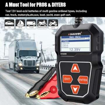 KONNWEI KW208 12V Car Battery Tester for All Vehicles