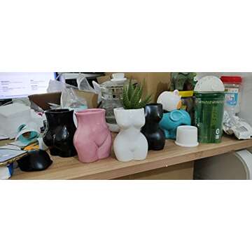 Cute Indoor Body Shaped Ceramic Succulent Planter - Black