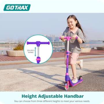 Gotrax K03 Kick Scooter for Kids, 5" LED Lighted Wheels and Adjustable Handlebars, Lightweight Design and Anti-Slip Deck, Max Load 110 Lbs, Kids Scooter for Boys & Girls Ages 3+, Purple