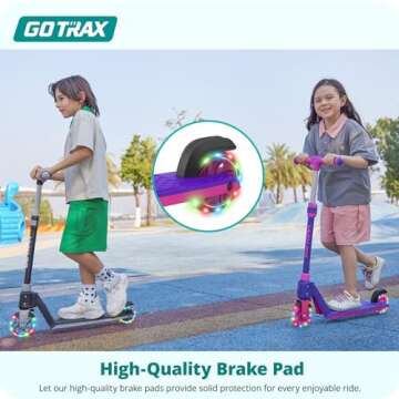 Gotrax K03 Kick Scooter for Kids, 5" LED Lighted Wheels and Adjustable Handlebars, Lightweight Design and Anti-Slip Deck, Max Load 110 Lbs, Kids Scooter for Boys & Girls Ages 3+, Purple