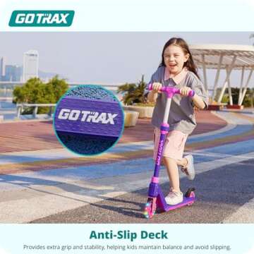 Gotrax K03 Kick Scooter for Kids, 5" LED Lighted Wheels and Adjustable Handlebars, Lightweight Design and Anti-Slip Deck, Max Load 110 Lbs, Kids Scooter for Boys & Girls Ages 3+, Purple
