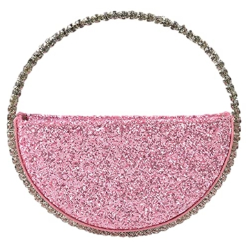 Anopo Heart Round Shape Rhinestone Clutch Purse Bag Diamond Frame Glitter Bright Sequins Evening Han...