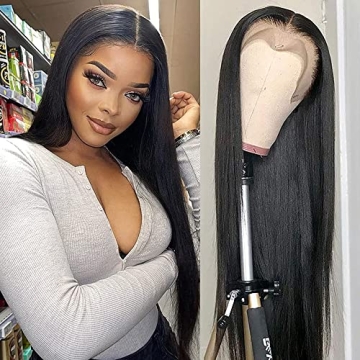 QD-Tizer Lace Front Wigs Natural Hairline 24 Inch Black
