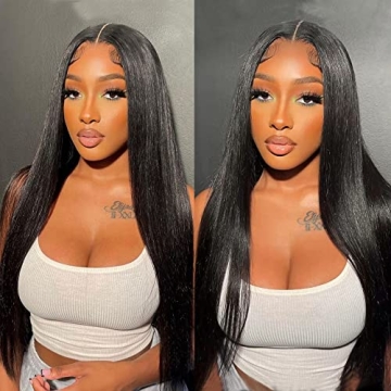 QD-Tizer Lace Front Wigs Natural Hairline 24 Inch Black