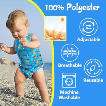 Babygoal Baby & Toddler Boy and Girl Swim Diapers, Reusable Adjustable Washable One Size Fits 6M-3T ...