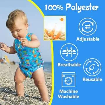 Babygoal Baby & Toddler Boy and Girl Swim Diapers, Reusable Adjustable Washable One Size Fits 6M-3T ...