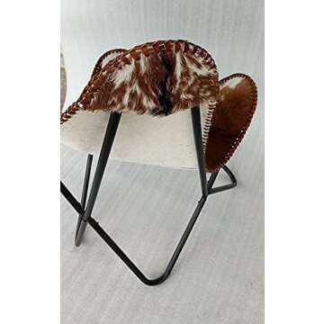 GifteQ Leather Butterfly Chair for Living Room for Adults Cow Print/Cowhide Western Accent Chair for...