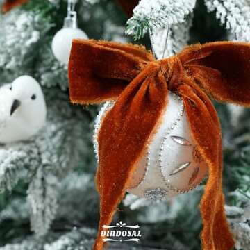 DINDOSAL Copper Velvet Ribbon 1.5 inch Copper Frayed Velvet Ribbon Copper Raw Edge Ribbon for Wreaths, Christmas Thanksgiving Decor, Flower Bouquet, Gift Wrapping, Bows Making-3 Yards