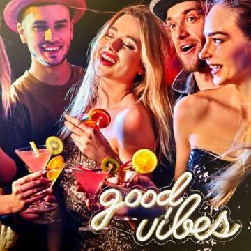 DECANIT Good Vibes Neon Sign for Wall Decor，Powered by USB Neon Light for Bedroom Decor, Warm White Color,16.1"x 8.3"x 0.6"