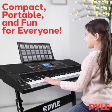 Pyle 61-Key Portable Karaoke Piano with Stand & Stool