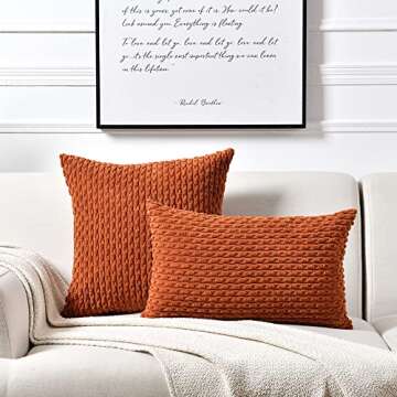 Fancy Homi 2 Packs Rust Decorative Throw Pillow Covers 18x18 Inch for Couch Bed Sofa, Modern Farmhou...