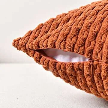 Fancy Homi 2 Packs Rust Decorative Throw Pillow Covers 18x18 Inch for Couch Bed Sofa, Modern Farmhouse Boho Home Decor, Soft Cute Plush Corduroy Cushion Case 45x45 CM