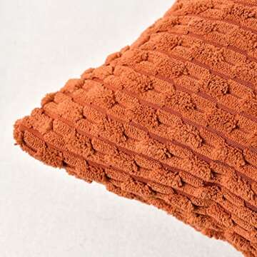 Fancy Homi 2 Packs Rust Decorative Throw Pillow Covers 18x18 Inch for Couch Bed Sofa, Modern Farmhouse Boho Home Decor, Soft Cute Plush Corduroy Cushion Case 45x45 CM