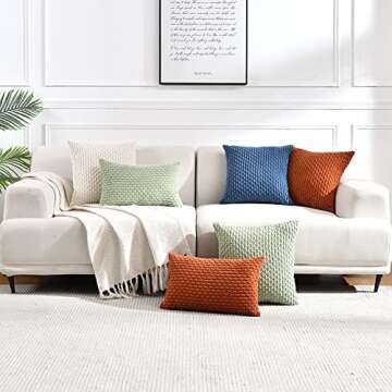 Fancy Homi 2 Packs Rust Decorative Throw Pillow Covers 18x18 Inch for Couch Bed Sofa, Modern Farmhouse Boho Home Decor, Soft Cute Plush Corduroy Cushion Case 45x45 CM