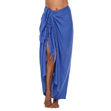 Shu-Shi Women's Beach Cover Up Sarong in Solid Colors - Royal Blue, One Size