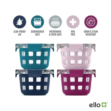 Ello Duraglass 4-Pack Glass Containers | Stylish Leak-Proof Solutions