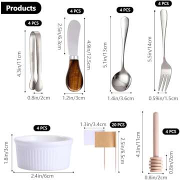 Charcuterie Accessories(25 Psc), Cheese Spreaders For Charcuterie Board, Mini Serving Spoons, Blank Toothpick Flags, Bowl For Christmas Pastry Making, forks And Mini Serving Tongs