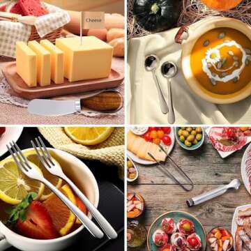 Charcuterie Accessories(25 Psc), Cheese Spreaders For Charcuterie Board, Mini Serving Spoons, Blank Toothpick Flags, Bowl For Christmas Pastry Making, forks And Mini Serving Tongs