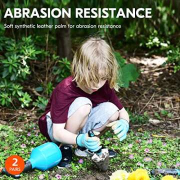 Vgo... 2-Pairs Age 4-5 Kids Gardening Gloves,Children Yard Work Gloves,Soft Safety Outdoor Playing G...