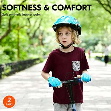 Vgo... 2-Pairs Age 4-5 Kids Gardening Gloves,Children Yard Work Gloves,Soft Safety Outdoor Playing Gloves (Size S,Blue&Purple Rabbit, KID-SL7362)