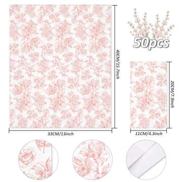 Stunning 50 Pack Pink Floral Guest Napkins - Ideal for Parties