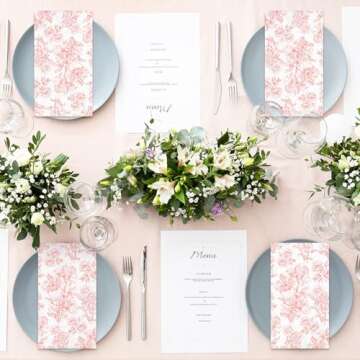 50 Pack Elegant Pink Floral Guest Napkins for Events
