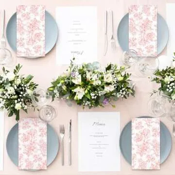 50 Pack Elegant Pink Floral Guest Napkins for Events