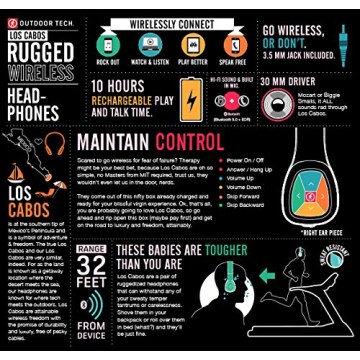 Outdoor Tech OT1900 Los Cabos Bluetooth Headphones - Black