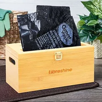 Libreshine Bamboo Trash Bag Holder for Organized Kitchens