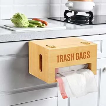 Libreshine Bamboo Trash Bag Holder for Organized Kitchens