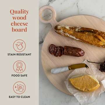 The Bamboo Abode Charcuterie Board Gift Set, White Wood: Unique Mother's Day Gifts For Mom, House Warming Gifts New Home, Wedding Gifts for Couple, Bridal Shower Gift